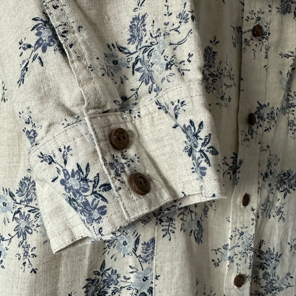 Eddie Bauer Cream and Blue Floral Maxi Dress - Picture 4 of 10